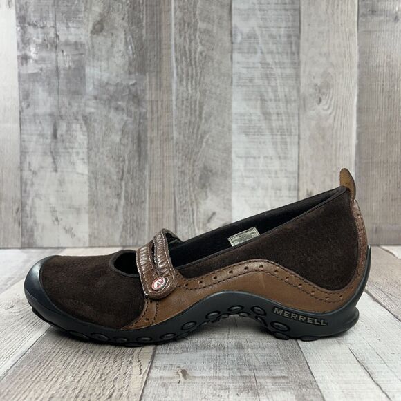 Merrell Womens 7 Plaza Bandeau Leather Suede Mary Jane Casual Shoe Slip On Brown - Picture 7 of 14